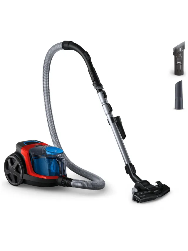 Philips PowerPro Compact Stofzuiger zonder stofzak - FC9330/09 Zwart, Rood, Blauw