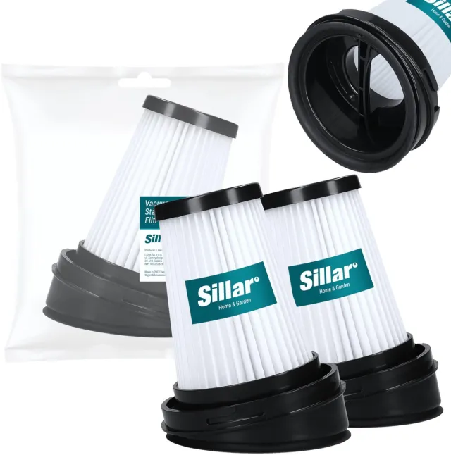 Sillar , filter voor stofzuiger, geschikt voor staande stofzuigers van Gorenje, ETA, Grundig, vervanging voor filters 9178008590 / 573575 / ETA044900020, 2 stuks Wit, zwart