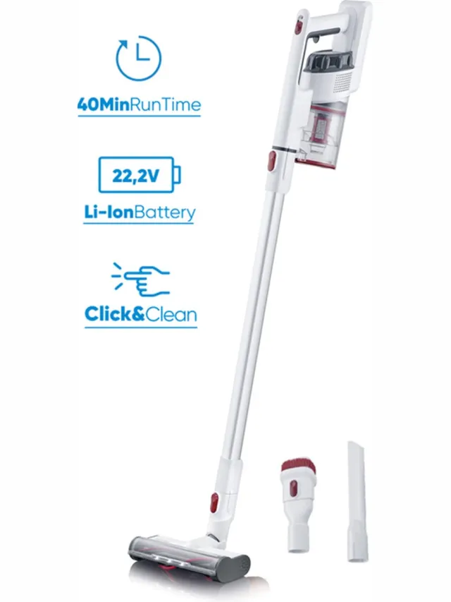 Severin HV 7152 - Steelstofzuiger 2 in 1 - 22.2V Power - Turboborstel - Rood/wit