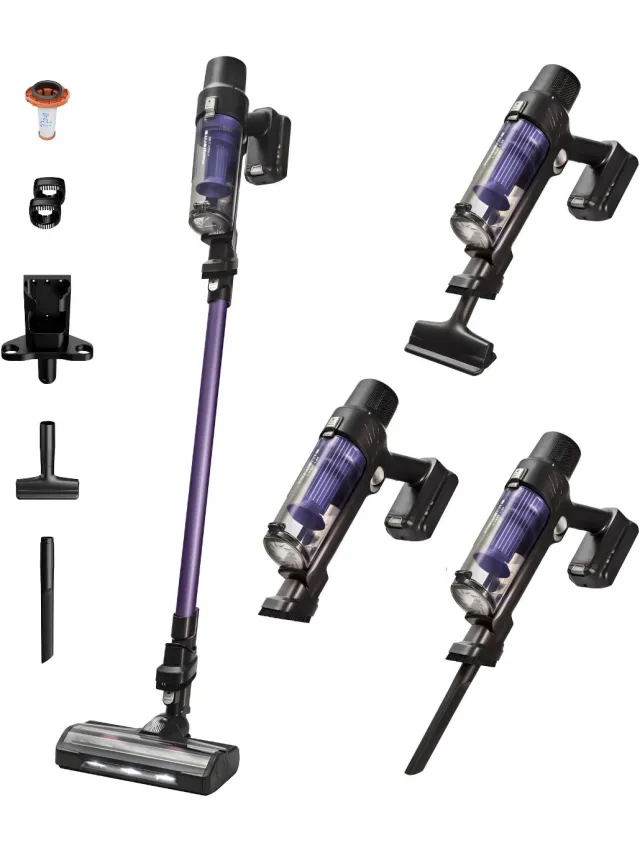 Rowenta X-Pert 7.60 RH6A39 - Steelstofzuiger - Draadloos - Ultralicht 1,2kg - 140W Motor - 45 Min Gebruikstijd - LED Verlichting Zuigmond - Extra Filter - Inclusief Wandlaadstation Paars