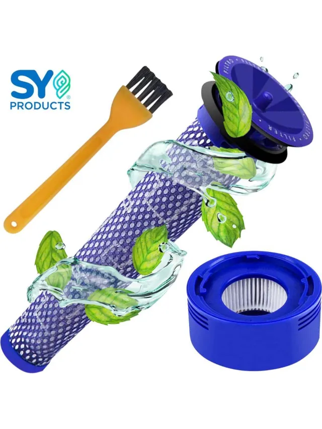 SYproducts HEPA Filter Set voor Stofzuiger - Geschikt voor Dyson Steelstofzuiger V7 en V8 Series -DC58, DC59, DC61, DC62, DC74- Wasbaar Blauw/paars