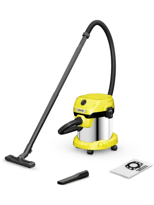 Kärcher V-15/4/18 stofzuiger 15 l Trommelstofzuiger Droog 1000 W Stofzak Roestvrijstaal;Geel