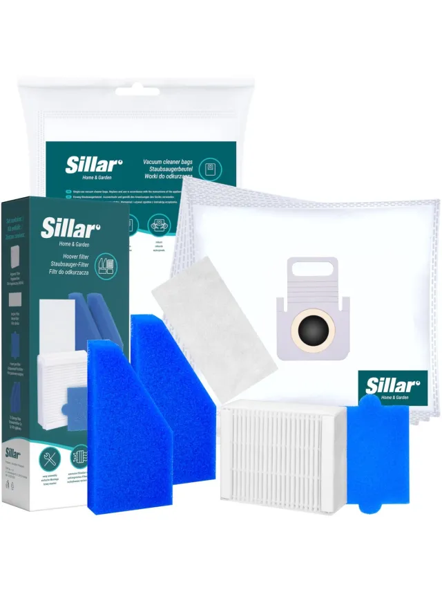 Sillar , accessoireset voor stofzuiger, 5 stofzuigerzakken, synthetisch + 5 stofzuigerfilter, wasbaar, HEPA, sponzenfilters, geschiktvoor de Thomas Aqua+ Pet & Family, Perfect Air, Twin, vervanging EA 787241.787276.787203 Wit, blauw, multicolor
