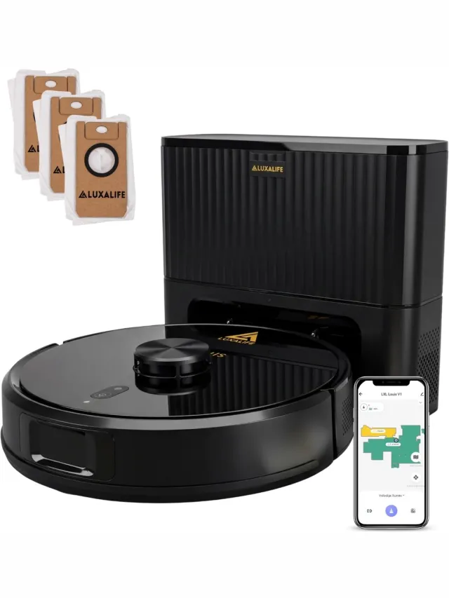 LuxaLife Louis V1 Robotstofzuiger met Dweilfunctie en Leegstation – 10.000 Pa Zuigkracht – LiDAR Navigatie – Y-Shape Dweilen – Nederlandse App – Geschikt voor Tapijt Zwart