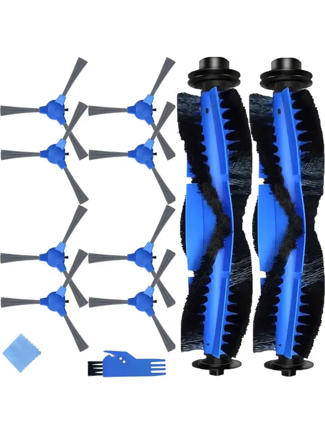 AMtechno Vervangingsaccessoireset geschikt voor Eufy RoboVac 35C, 11S Max, 15T, 30C Max, G20, 15C, 15C Max, G30, G30 Edge, G40 Hybrid+ robotstofzuiger, 2 x hoofdborstels, 8 x zijborstels (10) blauw