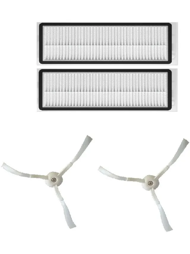 Wclavion HEPA-filters en zijborstels robotstofzuiger - Geschikt voor Xiaomi Mi Robot Vacuum Mop Essential, Mijia G1, MJSTG1, 2× HEPA-filter, 2× zijborstel