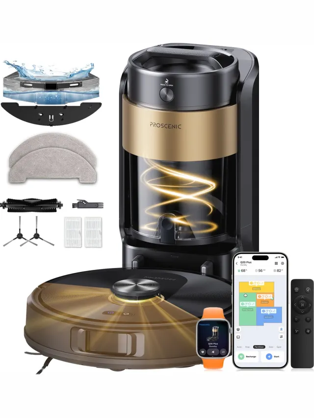 Proscenic QQ20 Plus - Robotstofzuiger met Dweilfunctie - Robotstofzuiger met Reinigingsstation - 12000 Pa Zuigkracht zwart