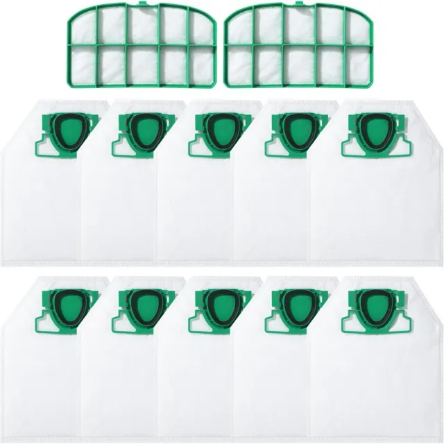 GelldG Stofzuigeraccessoiresets - 12 stuks - Stofzakken en Filters - 10 stofzakken + 2 filters - Geschikt voor Vorwerk Kobold VK200 en FP200 - Huishoudelijke apparaten