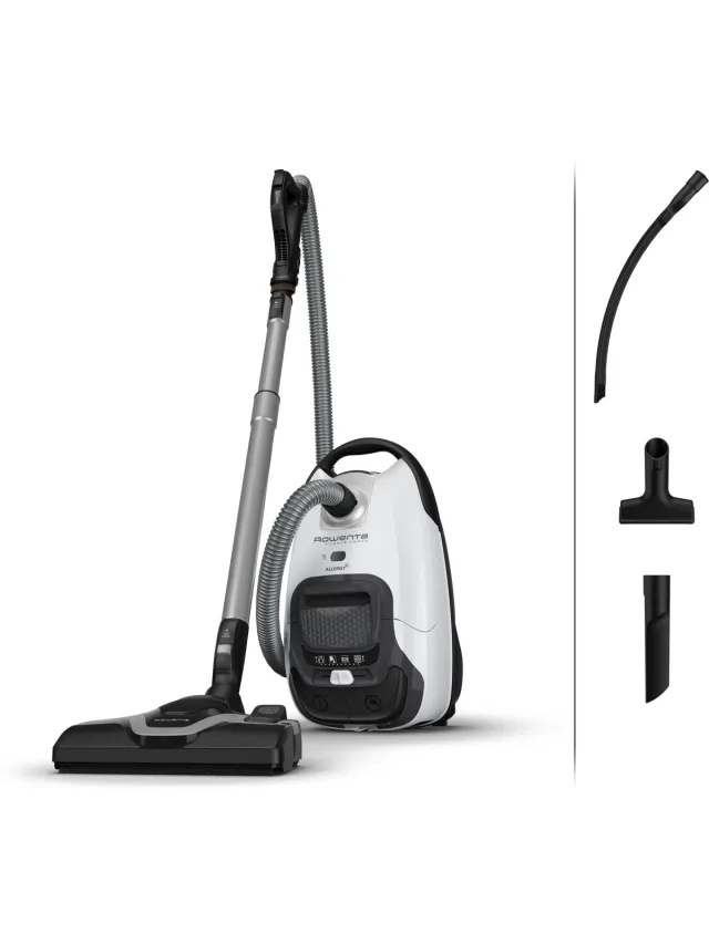 Rowenta Silence Force RO7457 - Stofzuiger met Zak - Stil - Geschikt voor Grote Huizen - Inclusief Accessoires Wit en silver