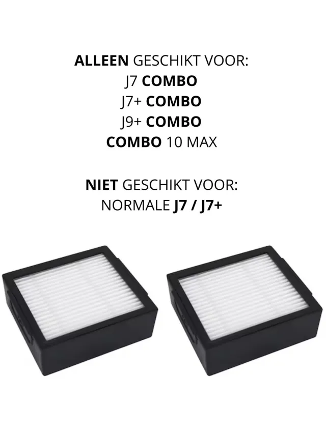 Bramokava 2x HEPA Filter – ALLEEN geschikt voor iRobot Roomba COMBO j7+ / COMBO j9+ / 10 Max – NIET voor gewone j7+ / j9+ Robotstofzuiger Zwart