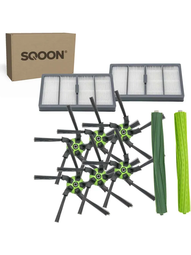 SQOON vervangingsset geschikt voor iRobot Roomba S9 / S9+ - 9-delige onderhoudskit met HEPA-filters, zijborstels en borstelrol Groen