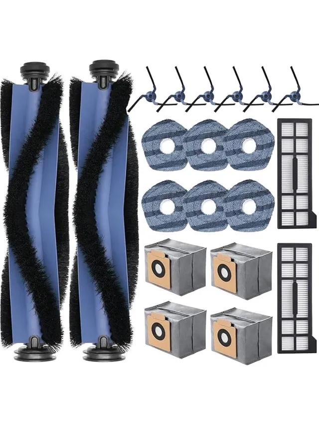 Saprdii Accessoireset voor Eufy X10 Pro, Omni robotstofzuiger, 4 stofzakken, Saprdii 6 dweildoeken, 2 rubberen rolborstels, 2 filters, 6 zijborstels, reserveonderdelenset X10 Pro, stofzuigerrobot Blauw
