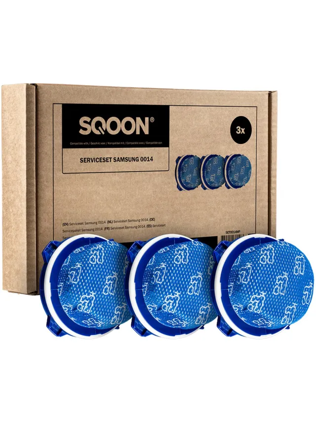 SQOON Filterset geschikt voor Samsung Jet stofzuigers - Gelijk aan model: DJ97-02649B - Vervangt motor- en uitblaasfilter voor optimale stofopname - 3 STUKS Paars