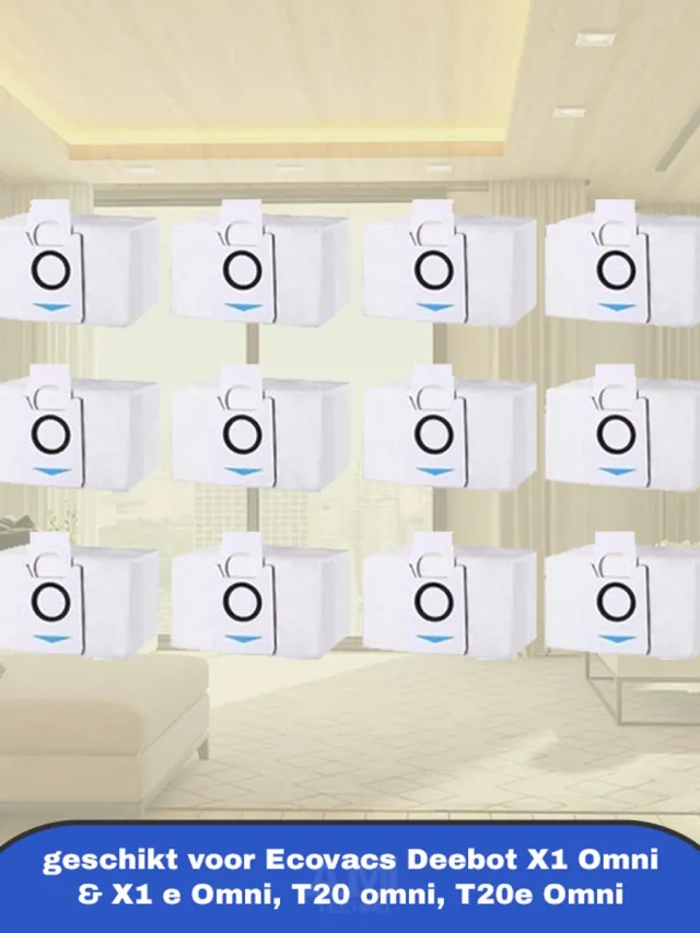 AMtechno 12 Stuks Stofzak Accessoires geschikt voor Ecovacs Deebot X1 Omni & X1 e Omni, T20 omni, T20e Omni Zuigstation, Reserve Stofzuigerzakken geschikt voor Ecovacs Deebot, 3.2L Grote Capaciteit Stofzuigerzak. Wit