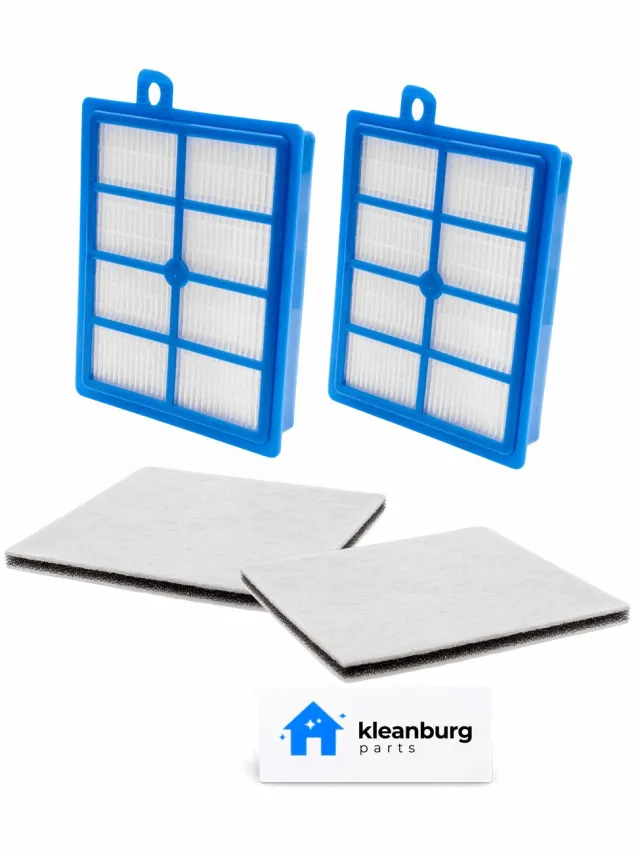 Kleanburg filterset geschikt voor Philips stofzuigers, 2 HEPA filters + 2 motorfilters, 4 delige onderhoudsset, geschikt voor Jewel, Mobilo, Performer, Performer Pro, Specialist, Studio Power en Universe blauw