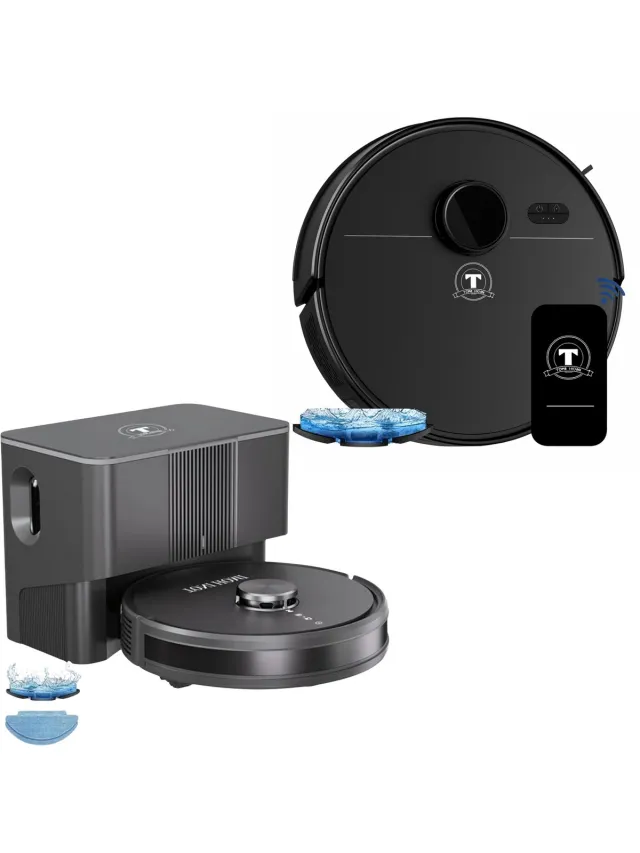 TONIHOMI M30 + Q8 Robotstofzuiger Combi Deal – Met Dweilfunctie – LDS Laser Navigatie – Automatisch Legen – App Bediening – Laadstation – Huisdieren – Zwart