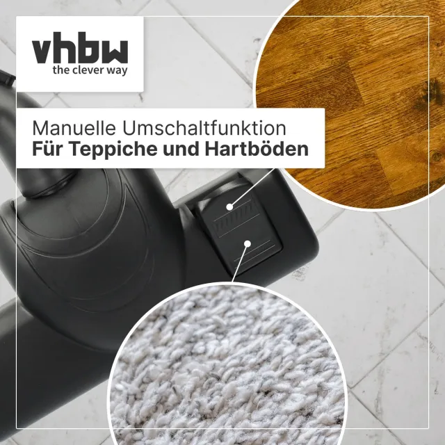 VHBW vloerzuigmond type 33 voor tapijten, compatibel met Bosch-stofzuigers met een ronde aansluiting van 32 mm, 2x draadopnemer