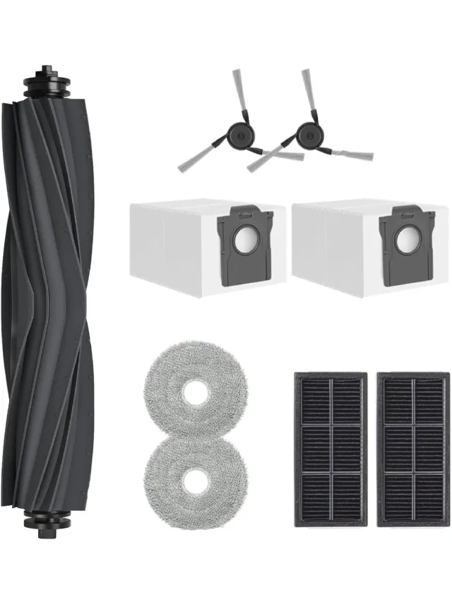 Wclavion Stofzuiger accessoireset voor huishouden - Geschikt voor MOVA P10/P50 Pro Ultra, met 2 reinigingsdoeken, 2 filters, 2 zwarte zijborstels, 1 centrale borstel en 2 stofzakken