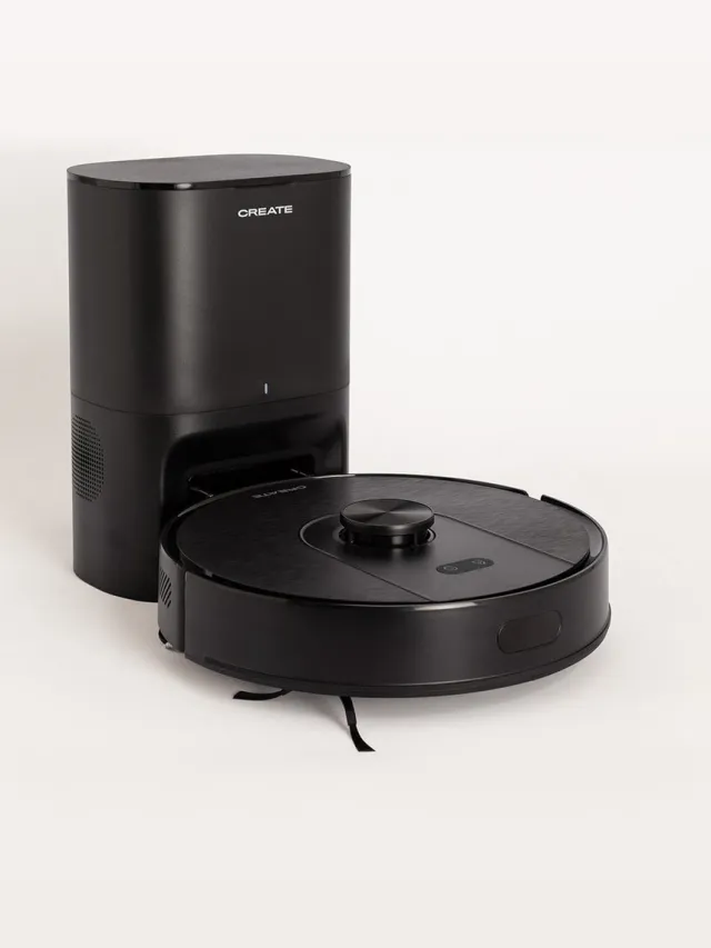 Create Slimme robotstofzuiger 8000 Pa met dweilfunctie en optioneel automatisch leegstation - Met zelfreinigende basis - NETBOT LS80 Zwart - Met zelfreinigende basis