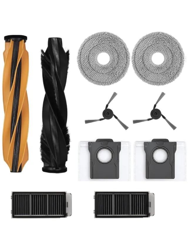 Wclavion Stofzuiger accessoireset - Geschikt voor Mova V50 Ultra/X50 Master/X50s, met 2 dweildoeken, 2 filters, 2 zwarte zijborstels, 1 centrale borstelset en 2 stofzakken