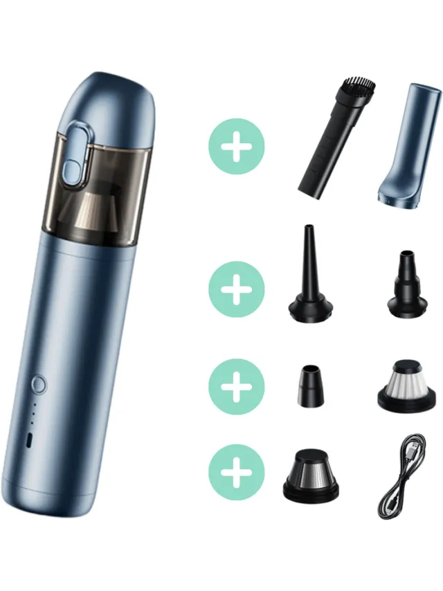 Purgato Auto Stofzuiger - 2 in 1 Zuig- en Blaasfunctie - Draadloos - 16000Pa - Kruimeldief - USB Zwart