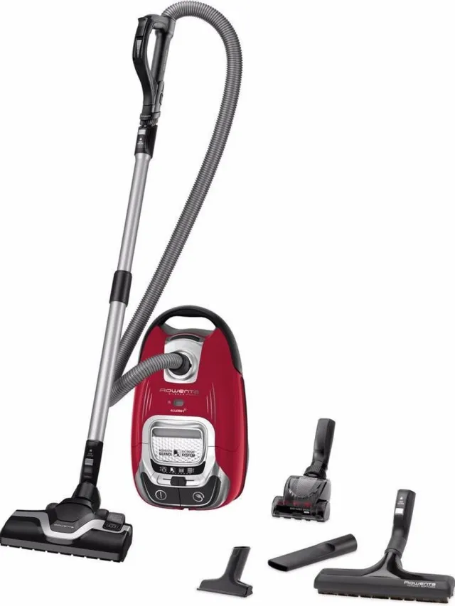 Rowenta Silence Force EffiTech RO7473 Stofzuiger met zak - 400W - Ultra-stil: 57dB - Parketborstel + Mini turboborstel Schwarz/Rot