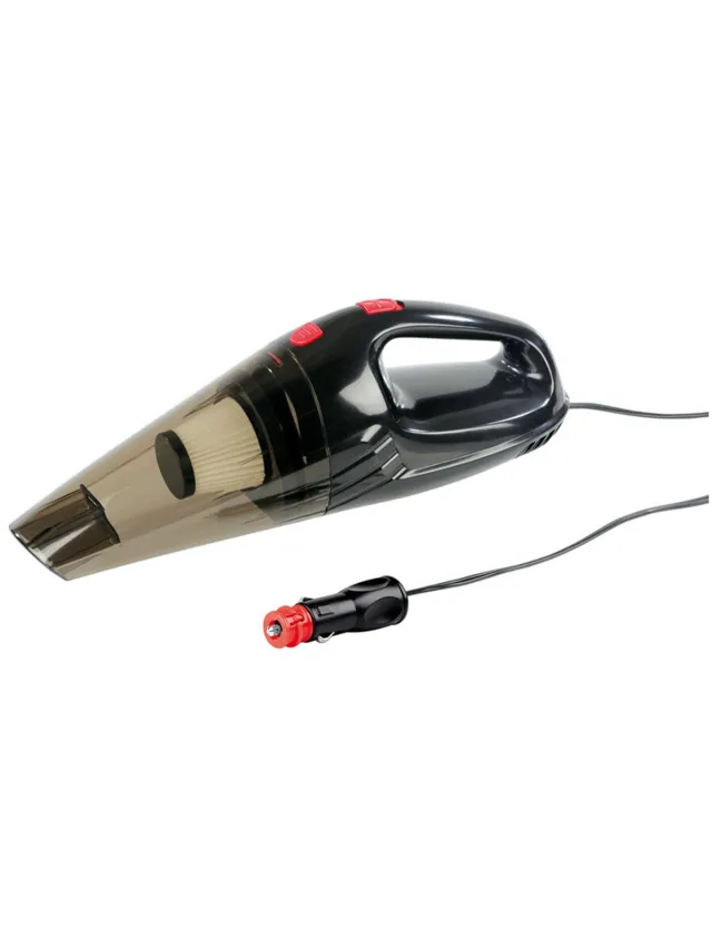 Lampa 24V Auto Stofzuiger 100W met 4000 Pa Zuigkracht, 5 m Kabel, Sigarettenaansteker Aansluiting, Filter en Accessoireset zwart