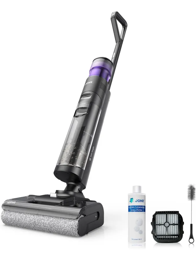 Jonr ED12 Pro Max Draadloze -Nat Droog Stofzuiger-Elektrische Dweil-Steelstofzuigers-zelfreiniging met 75°C heet water-5 min flitsdrogen met hete lucht-180° kantelbare reiniging - dubbele schrapers met anti-verstrengeling - 17000 Pa zuigkracht