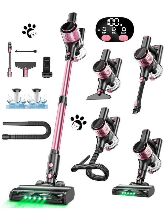 PRIMO HOME Prime Home Steelstofzuiger - Steelstofzuiger draadloos - Draadloze stofzuiger - Oplaadbaar - 10 in 1 - Lichtgewicht - 55 kPa - Roze