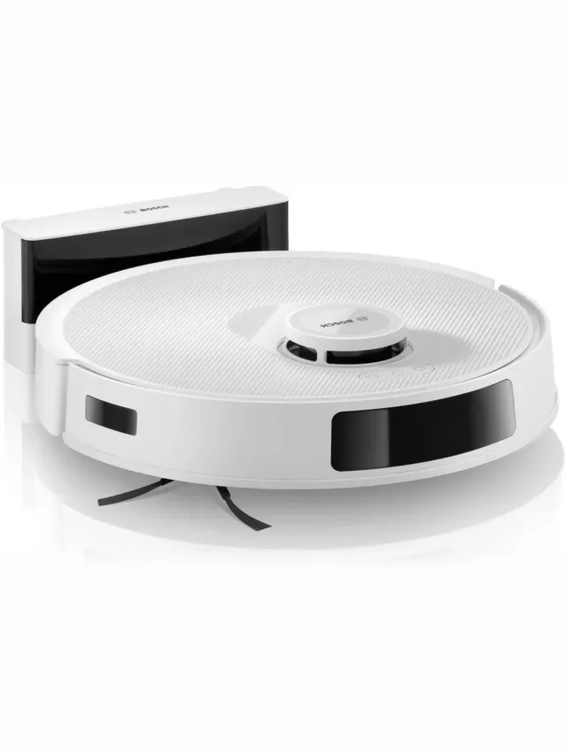 Bosch Spotless BCRC1W Robotstofzuiger met Dweilfunctie, 11,000 Pa Zuigkracht, Statische natte dweil, Smart Vision Infrarood Navigatie, Bosch Home Connect App, Wit