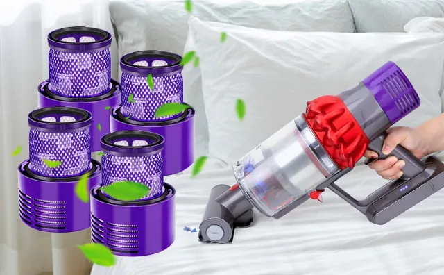 Dutchers 4 Stuks Robuuste HEPA Filters voor Dyson V10 SV12, vervangingsfilter voor de V10 SV12-stofzuigerserie van Dyson, Cyclone Filter V10, V10 Absolute Paars