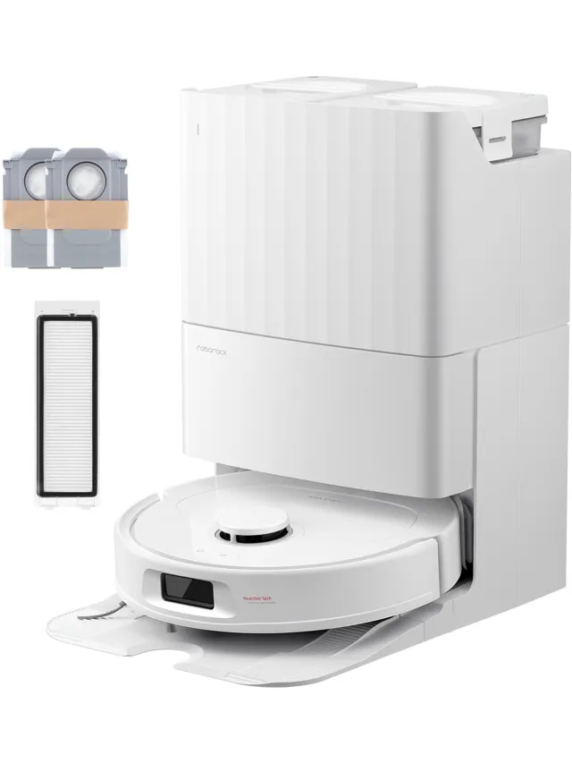 Roborock QV 35S Set-Robotstofzuiger–10000 Pa zuigkracht–Dubbele anti-klitborstels–Slimme obstakelvermijding–Dubbele opklapbare–Draaiende dweilen–Automatisch dweilen–Zelfdrogend–twee stofzuigerzakken en één filter-Wit–Qrevo plus Upgrade
