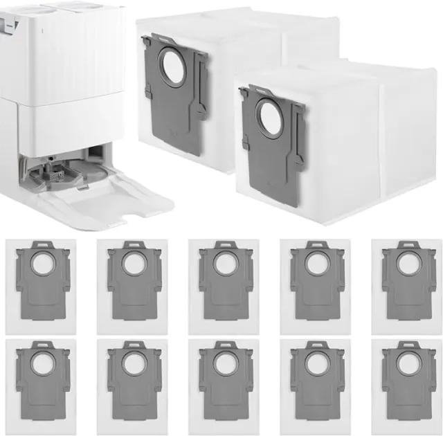 PromoHome 12 stuks stofzakken 3L voor Roborock S8 MaxV Ultra, S8 Max Ultra en Q Revo robotstofzuigers - 4-laags filter, met trekhendel