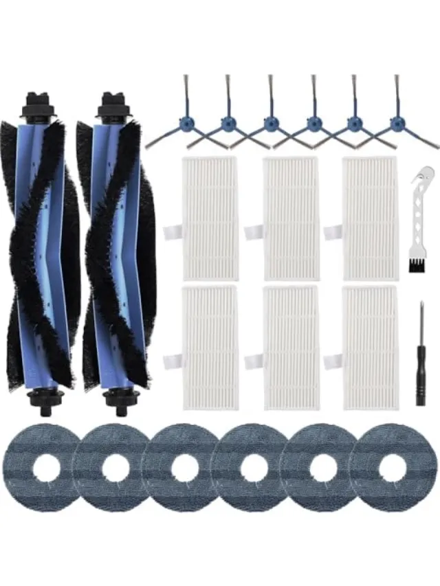 PromoHome 22 stuks reserveonderdelen geschikt voor Eufy Omni C20 stofzuiger, accessoireset met 2 hoofdborstels, 6 zijborstels, 6 dweilen, 6 filters, 1 reinigingsborstel, 1 schroevendraaier