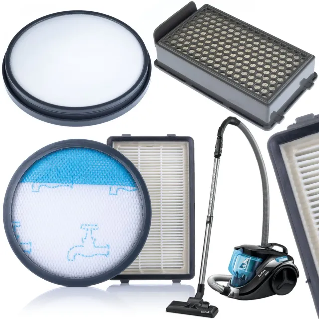 Rosfix Filter Vervanging Set - 2x HEPA-Filter 99,95% - 2x Wasbaar Schuimfilter - Geschikt voor Tefal, Rowenta Blauw
