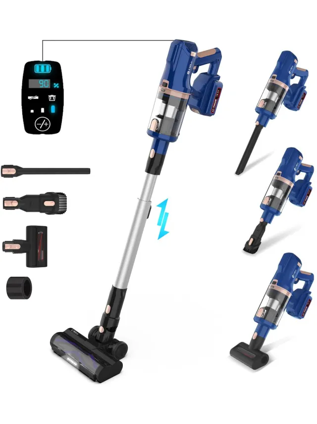 UMLo YYchan Stofzuiger - Steelstofzuiger Draadloos 300W - 4000mAh-batterij - zonder zak - Ultralicht - LED-zuigmond - Blauw