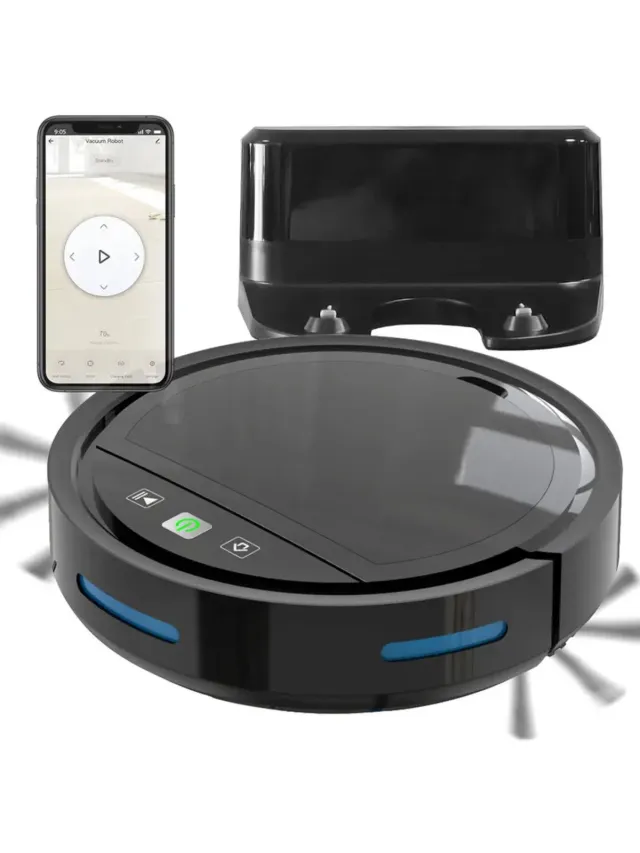 Therob Smart Robot stofzuiger met borstels en dweil functie in gratis Tuya en Smartlife app. zwart