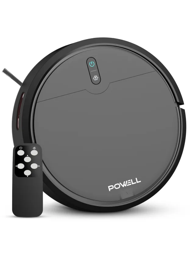 Powell Robotstofzuiger - Robotstofzuiger met Dweilfunctie - Robotstofzuiger met Laadstation - Robot Stofzuiger - Dweilrobot - Zwart