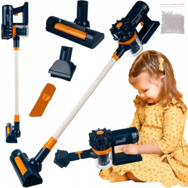 Ruhhy Kinderstofzuiger Verticaal Blauw - Speels en Educatief Schoonmaakspel Marineblauw / Wit / Oranje