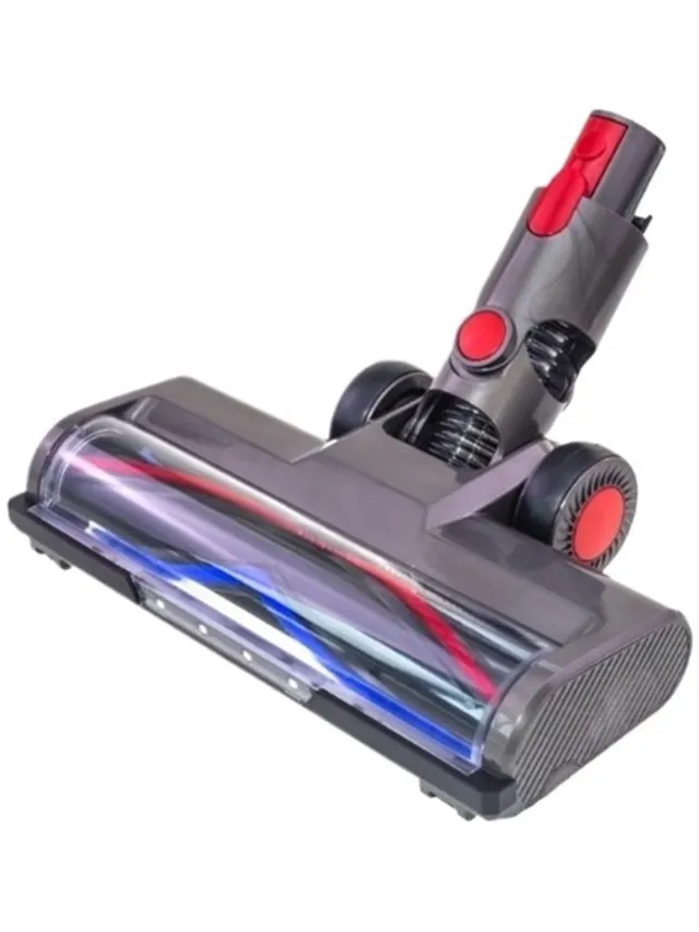 TEKROA AangedrevenZuigmond Geschikt Voor Dyson V15, V11, V10, V8 & V7 - Vloerborstel Met 4 LED Lampen - Stofzuigeraccessoires - Grijs