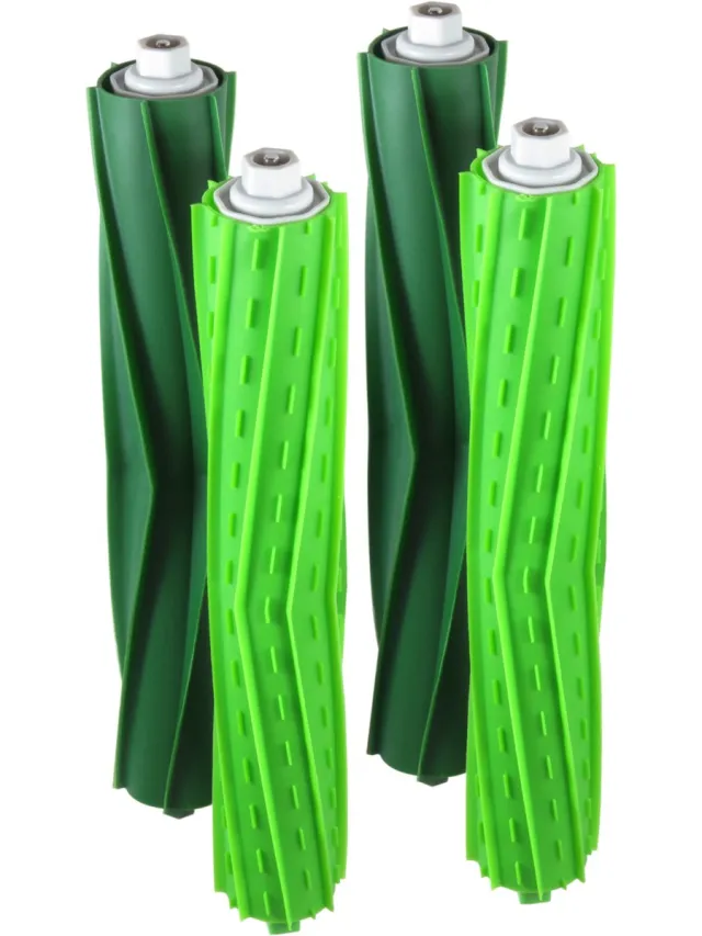 Dparts 4x Dparts rubberen borstels geschikt voor iRobot Roomba - voor E, I en J series - E5 E6 i3 i3+ i4 i4+ i5 i5+ i6 i6+ i7 i7+ i8 i8+ J7 J7+ - dubbele borstel vervangingsset Groen