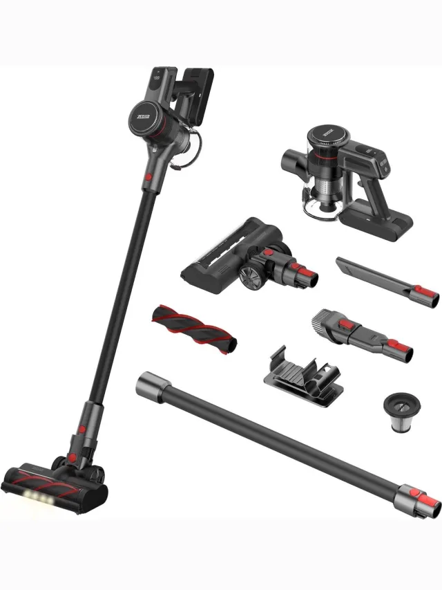 Zedar S900 Steelstofzuiger draadloos 300Watt met 4 verschillende opzetstukken - Draadloze stofzuiger - zonder zak op accu- Vacuum cleaner Turbozuigmond