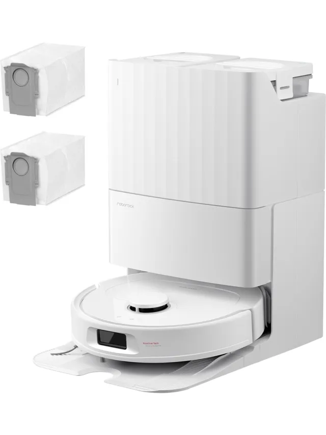 Qrevo S Pro Set-Robotstofzuiger–Alles-in-één multifunctioneel dockingstation–18500 Pa zuigkracht–Antiklitsysteem-Reactive Tech Obstakelvermijding-Intensieve tapijtreiniging 10 mm Dweilverhoging–Twee roterende dweilpads–Roborock app controle wit