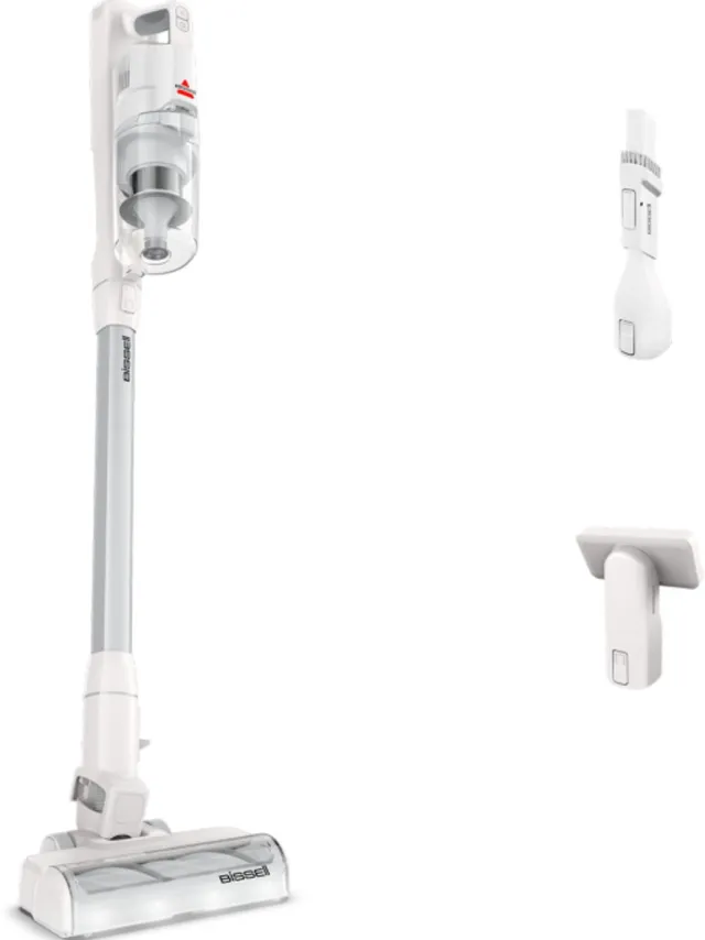 Bissell PowerClean Draadloze Steelstofzuiger & Kruimeldief - 3-in-1 Steel- en Handstofzuiger - HEPA Filter - Anti-klit Borstel - 40 Min Gebruikstijd - 4264N Wit, Grijs, Zilver