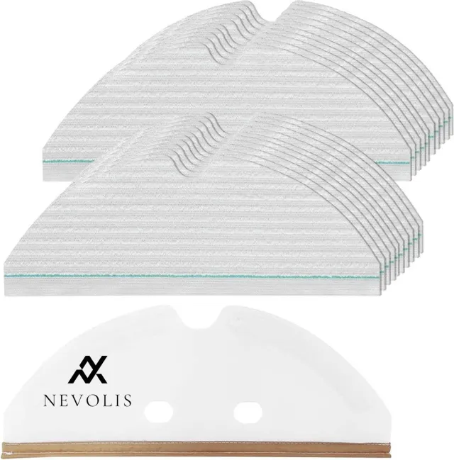 Nevolis 20Pcs Disposable Mop Cloth Pads Accessories Replacement for Xiaomi Roborock S5 S50 S52 S6 T6 Robot Vacuum Cleaner with 1 Mopping Cloth Pads Stand - Mop Cloth Pads, Replacement, Accessories .