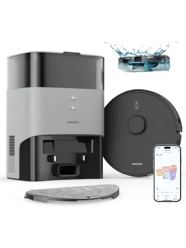 AIRROBO T20 Robotstofzuiger met dweilfunctie en leegstation – 60 dagen handsfree (3,5L stofzak) – LiDAR-navigatie – 180 min looptijd – App & Spraakbediening Zwart
