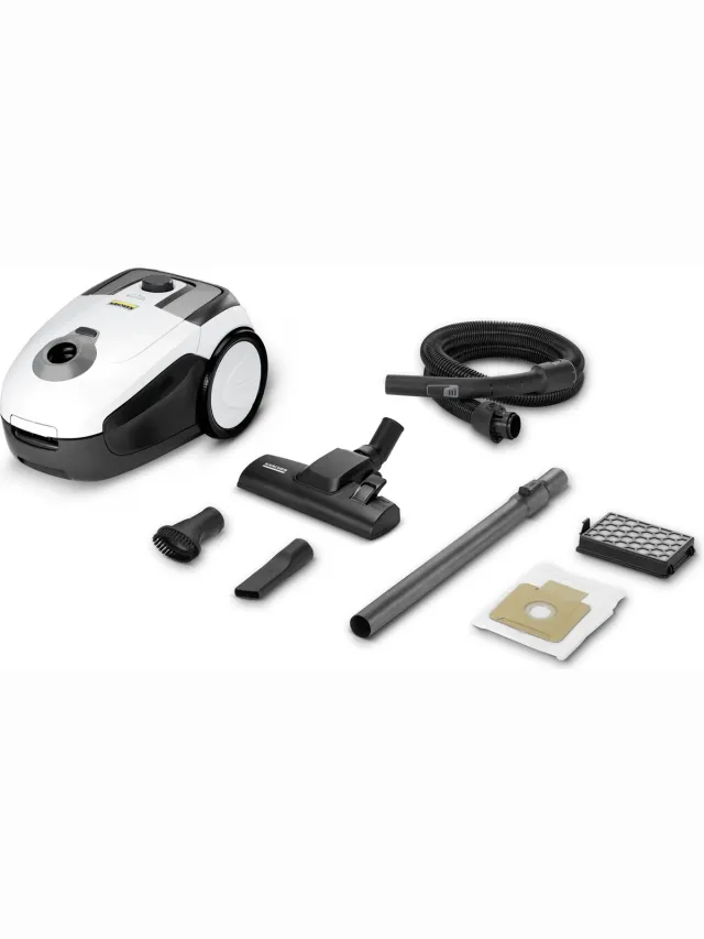 Kärcher VC 2 Stofzuiger - 700 W - Actieradius 7.5 m - 76 dB(A) - HEPA - Vliesfilterzak - Diverse accessoires Wit