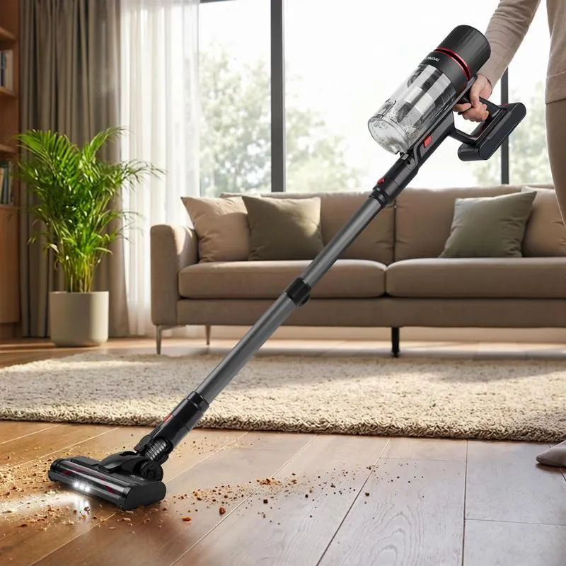 Hyundai draadloze steelstofzuiger Vortex Pro met laad- en leegstation zwart, rood, foto 3