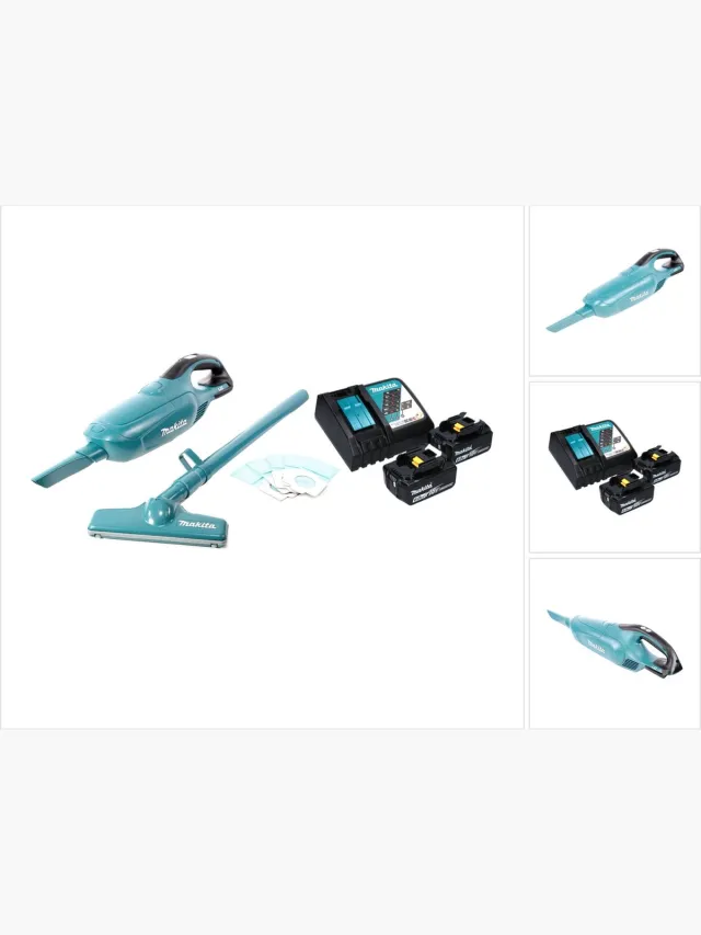 Makita DCL 182 RG accustofzuiger 18 V + 2x accu 6,0 Ah + oplader Groen