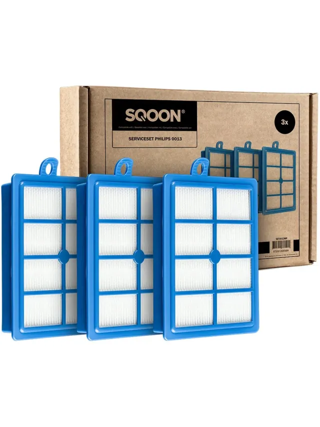 SQOON HEPA H13 Filter - Geschikt voor Philips, AEG en Electrolux - Stofzuiger Onderdelen - Vervangt FC8031 - H13 (voorheen H12) - Standaard Filter geschikt voor Philips, AEG en Electrolux - Premium Kwaliteit - 3 STUK(S) Blauw